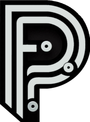 Pennock Projects Logo as a Circuit Board in the Shape of Two Letter Ps