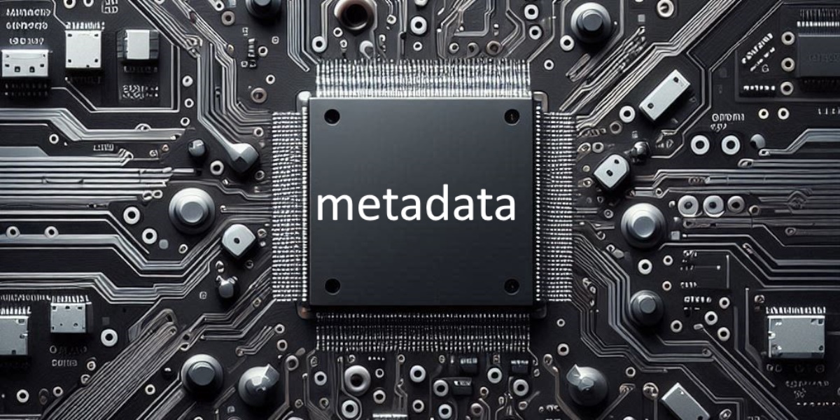 A circuit with a large chip labeled 'metadata'