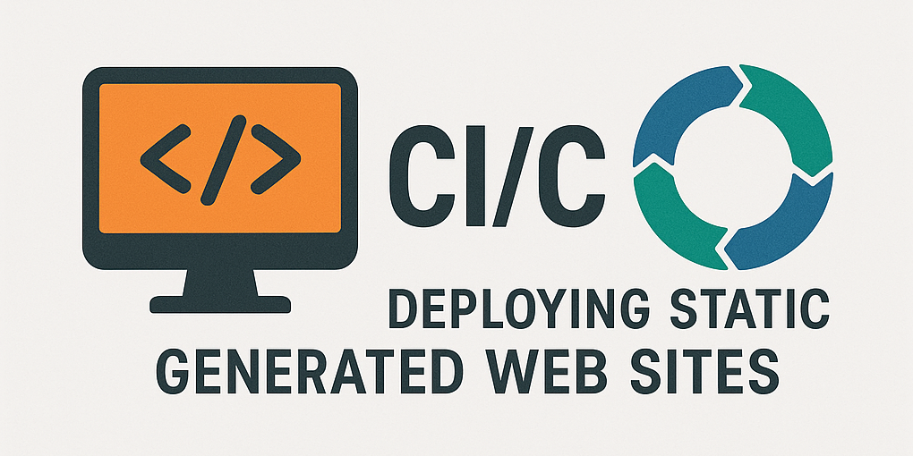 A screen, CICD recycle logo, and 'CI/CD Deploying Static Generated Sites'
